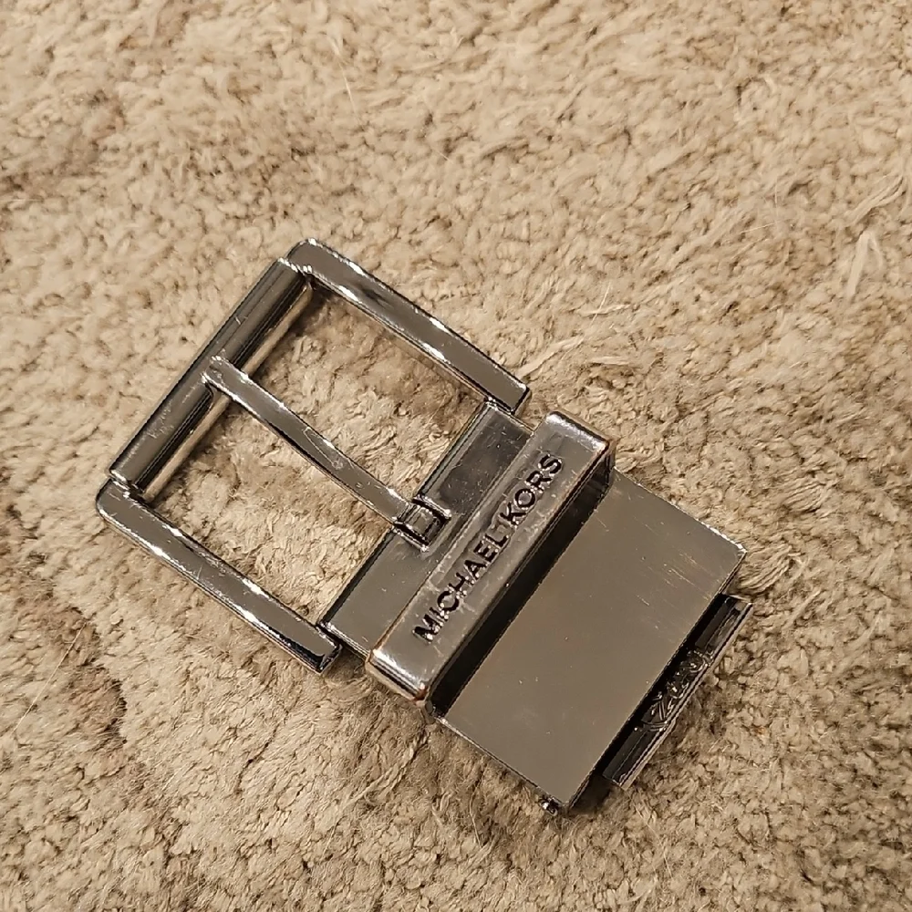 Michael Kors Black and Silver Logo Belt